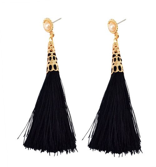 E-3646   Fashion Style gold plated pearl colorful rope tassel dangle earrings jewelry