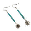 E-3641  New Fashion Silver Plated Blue Beads Hand Of Fatima Dangle Earrings For Women