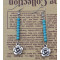 E-3641  New Fashion Silver Plated Blue Beads Hand Of Fatima Dangle Earrings For Women