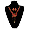N-5929  New Fashion Korean Style Colorful Rhinestone Beautiful Flower Tassel Pendant Necklace And Earrings Set