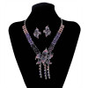 N-5929  New Fashion Korean Style Colorful Rhinestone Beautiful Flower Tassel Pendant Necklace And Earrings Set