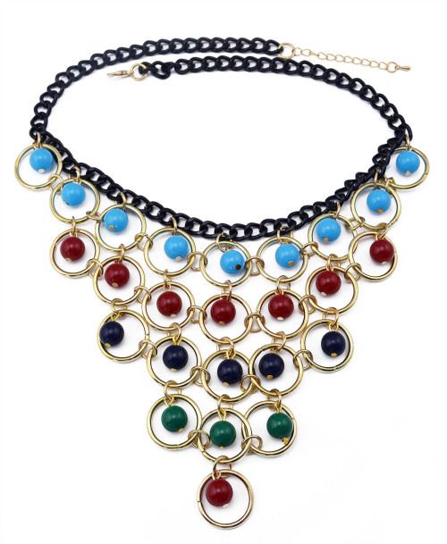 N-5937  Bohemian Blue/Red/Colorful Tassels Multilayer Beads Statement Choker Necklaces & Pendants Fashion Jewelry For Woman