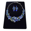 N-5939  New Fashion Korean Style Silver Chain Colorful Charm Rhinestone Beautiful Flower Dragonfly Bib Statement Necklace And Earrings Set Women Jewelry