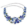 N-5939  New Fashion Korean Style Silver Chain Colorful Charm Rhinestone Beautiful Flower Dragonfly Bib Statement Necklace And Earrings Set Women Jewelry