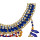 N-5938  European style gold plated handmade braid rhinestone  chuky chain blue brown beads rivet tassel charms bib statement necklace