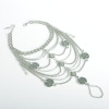 B-0638 Bohemian vintage silver multilayer coin flower charms anklet bracelets women foot jewelry