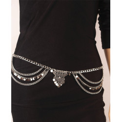 N-5954  Boho silver gold metal bead chain tassel body jewelry sequins charms sexy biniki waist belly beach tribal jewelry