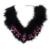 N-5956  New Fashion Gun Black Plated Chain Charm  Rhinestone Natural Resin Beads Black Feather Bib Statement Necklace for Women Jewelry