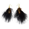 E-3653 New Arrival Bohemian Fashion Jewelry Gold Plated Long Feathers Statement Drop Earrings For Women