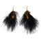 E-3653 New Arrival Bohemian Fashion Jewelry Gold Plated Long Feathers Statement Drop Earrings For Women