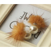 E-3332 korea fashion feather warm big pearl 3 colors stud ear Earring