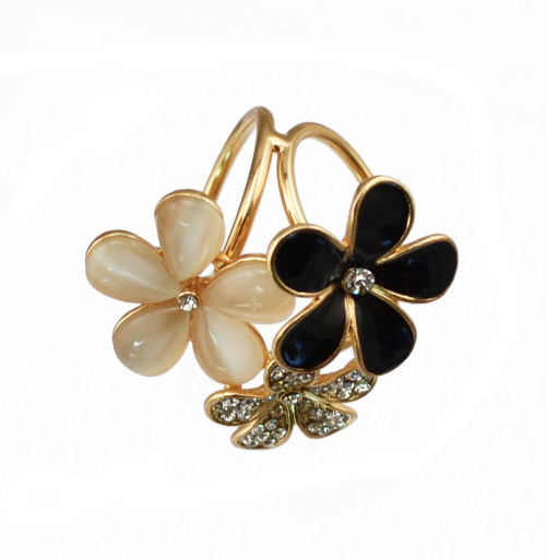 P-0218   Fashion Gold Plated Two Colors Charm Crystal Rhinestone Beautiful Flower Scarf Buckle Brooch Women Accessories