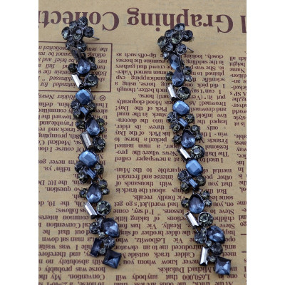 E-3658  Fashion luxury brand crystal flower women long earrings bohemian vintage