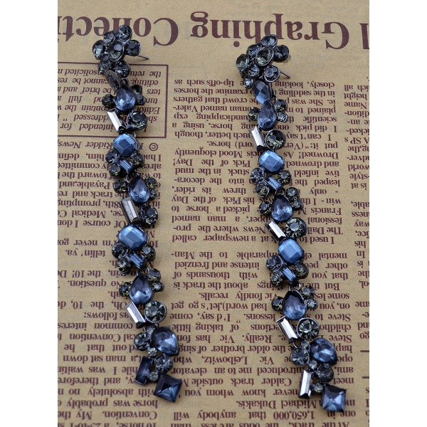 E-3658  Fashion luxury brand crystal flower women long earrings bohemian vintage