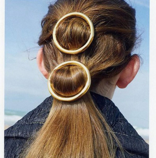 F-0294  Fashion Metal Barrette Hairpins Punk Gold Silver Plated Hair Accessories Hair Clip Metal Round Barrettes for Women&Girls