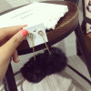 E-3660  3 Colors European Style Major Suit Exaggerated Catwalk Earrings Fashion Rabbit Fur Big Ball Drop Earrings for Women Jewelry