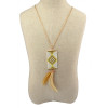 N-5971  New Fashion Gold Plated  Resin Beads Feather Tassel  Pendant Necklace For Women