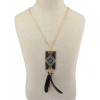 N-5971  New Fashion Gold Plated  Resin Beads Feather Tassel  Pendant Necklace For Women
