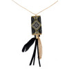 N-5971  New Fashion Gold Plated  Resin Beads Feather Tassel  Pendant Necklace For Women