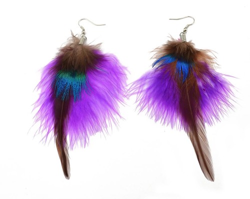 E-3661  2016 Fashion Ethnic Colorful Feather Earrings 6 Colors New Design Charm Cocktail Jewelry Dangle Earrings for Women
