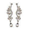 E-3665 Fashion Style Silver plated drop rhinestone leaf shape Dangle Earrings