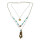 N-5976  New fashion multi layered chains gold/silver plated natural turquoise beads metal leaf pendant necklace for women jewelry