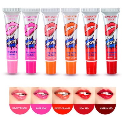 M-0012 2016 Brand New Women Girls Lip Gloss Waterproof Tattoo Magic Color Peel Mask Long Lasting Makeup Lips Tools 6 colors