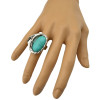 R-1305  New Design Bohemian Style Silver Plated Natural Turquoise Finger Ring for Women Jewelry Adjustable