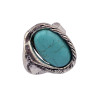 R-1305 New Design Bohemian Style Silver Plated Natural Turquoise Finger Ring for Women Jewelry Adjustable