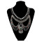 N-5984   Bohemian retro silver plated multilayer dangle chain leaf tassel turquoise pendant necklace jewelry