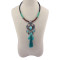N-5982 Fashion Women Jewelry Bohemian Vintage Silver  Turquoise Beaded Long Tassel  Choker Necklaces