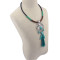 N-5982 Fashion Women Jewelry Bohemian Vintage Silver  Turquoise Beaded Long Tassel  Choker Necklaces