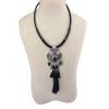 N-5982 Fashion Women Jewelry Bohemian Vintage Silver  Turquoise Beaded Long Tassel  Choker Necklaces
