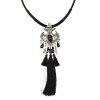 N-5982 Fashion Women Jewelry Bohemian Vintage Silver  Turquoise Beaded Long Tassel  Choker Necklaces