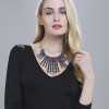 N-5989 Fashion Korean Style Silver Chain Charm Rhinestone Bib Statement Necklace And Earrings Set Women Jewelry