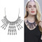 N-5989 Fashion Korean Style Silver Chain Charm Rhinestone Bib Statement Necklace And Earrings Set Women Jewelry