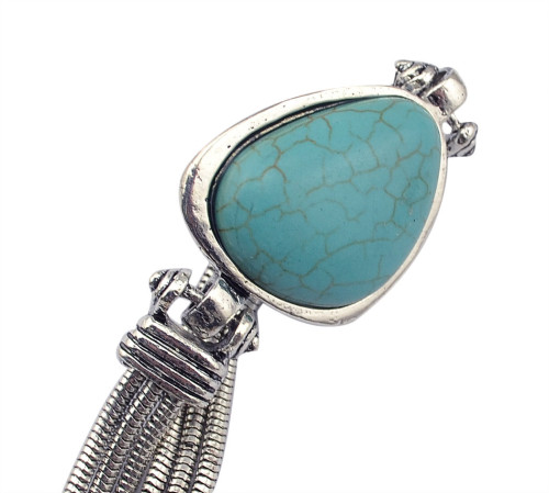 B-0656  Women's Vintage Retro Tibetan Silver Geometric Turquoise Stone Bracelets& Bangles Jewelry For Women