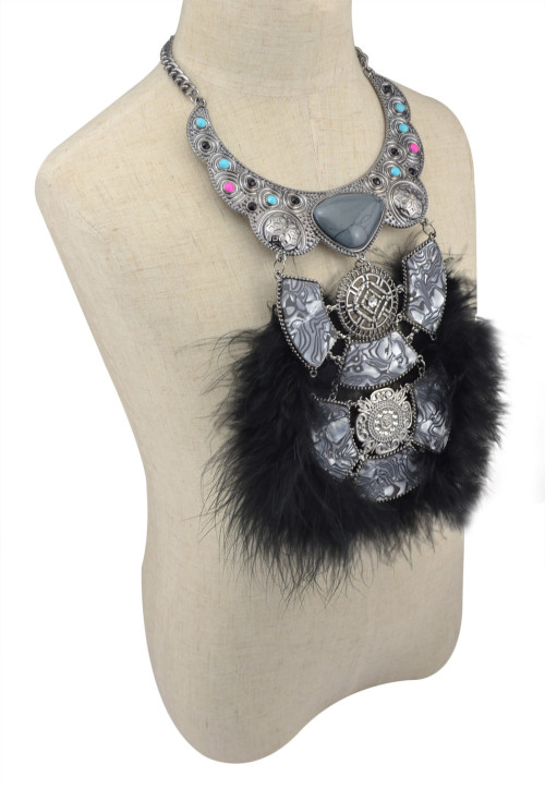 N-5991 Fashion Ethnic Women Noble Crystal Feather Necklaces & Pendants High Quality Soft Glam Feather Chains Necklace