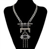 N-5993 Fashion high quality silver gold plated charm crystal rhinestone multi layer tassel beads pendant necklaces for women jewelry