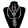 N-5995 European fashion silver clear crystal rhinestones geometric maxi necklaces earrings sets for women jewelry