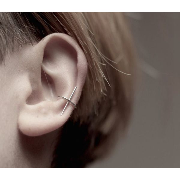 E-3674  1Pcs Punk fashion gold silver metal cuff earrings clip on earrings for women jewelry