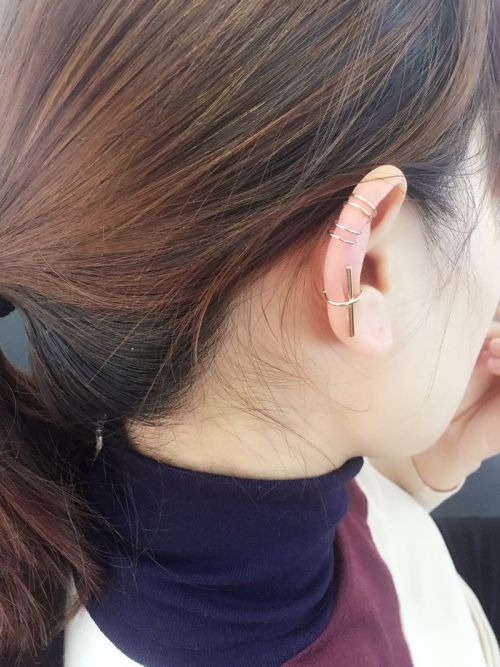 E-3674  1Pcs Punk fashion gold silver metal cuff earrings clip on earrings for women jewelry