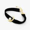 N-5996 Unique European Fashion Sexy Leather Chokers Necklace Moon Shape Pearl Pendant Necklace for Women Jewelry