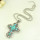 N-6004 Bohemian style silver plated chain cross shope rhinestone turquoise pendant necklace