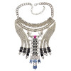 N-6008  European style luxury brand full rhinestone crystal flower vintage statement necklace vintage maxi colar fashion women jewelry
