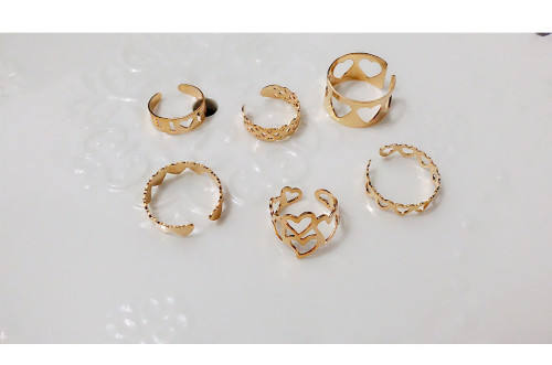 R-1308 Punk Style Gold Metal Hollow out Flower Ring Knuckle Ring for Women