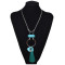 N-6016  Fashion korean silver plated multiple rope chain turquoise long pendant necklace
