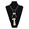 N-6016  Fashion korean silver plated multiple rope chain turquoise long pendant necklace