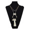 N-6016  Fashion korean silver plated multiple rope chain turquoise long pendant necklace