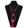 N-6016  Fashion korean silver plated multiple rope chain turquoise long pendant necklace